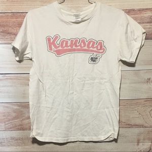 KU Kansas Jayhawks White/Pink/Gray TShirt